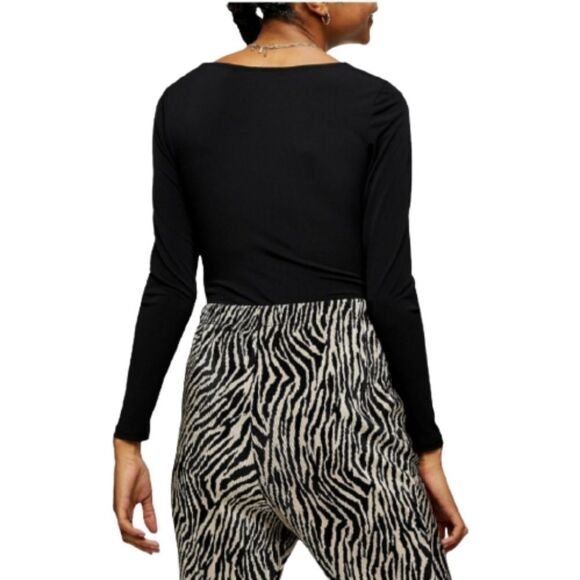Topshop Cutout Ruched Bodysuit Women's Size 4 - Picture 3 of 13